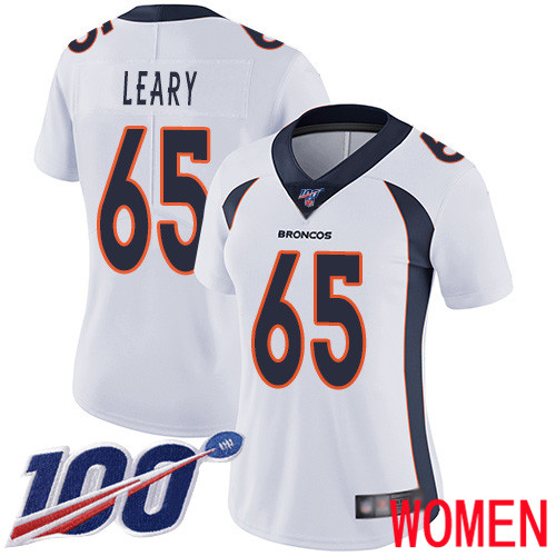 Women Denver Broncos 65 Ronald Leary White Vapor Untouchable Limited Player 100th Season Football NFL Jersey